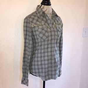 RU COWGIRL | Green Plaid Snap-Up Western Shirt